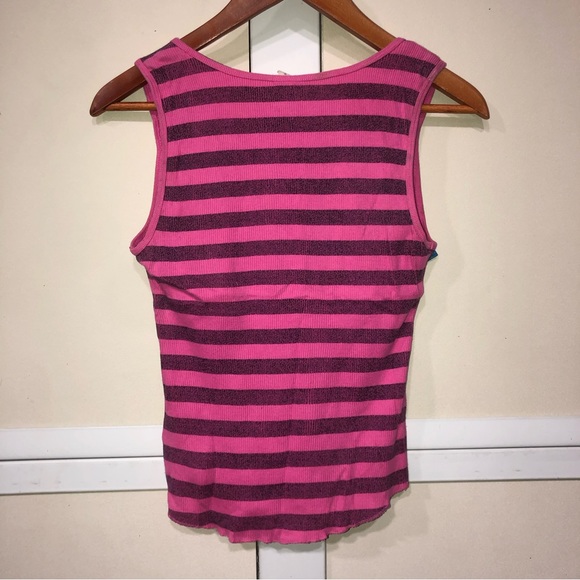 #1261 Tommy Hilfiger jean pink  fuchsia striped tank top sequins TH letters Med. - Picture 4 of 4
